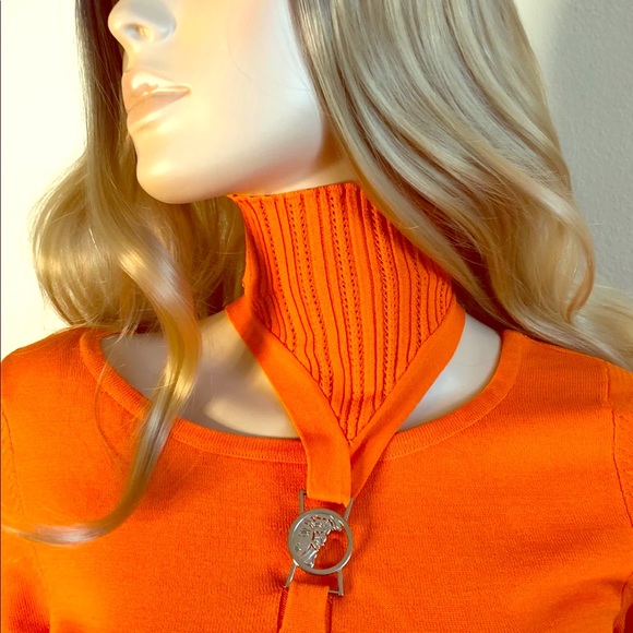 Authentic Gianni Versace Orange Top SZ 40 S - Picture 1 of 8